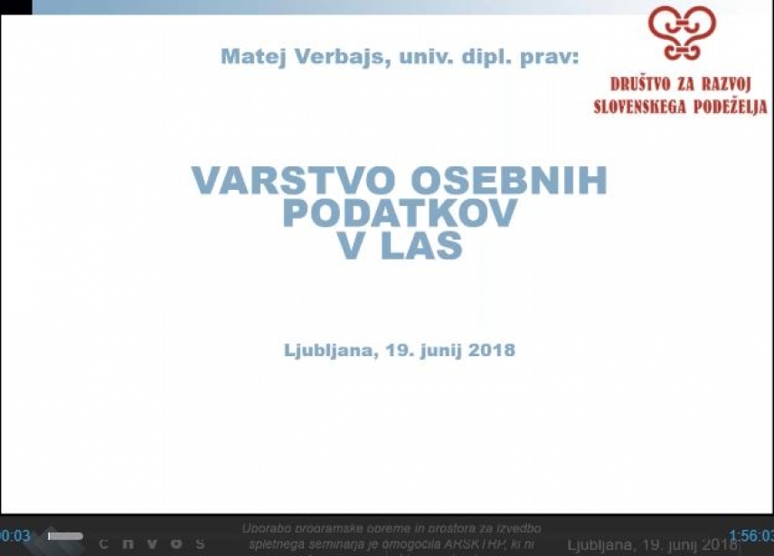 Uspešno izveden spletni seminar z vzorci aktov na temo varstva osebnih podatkov v LAS